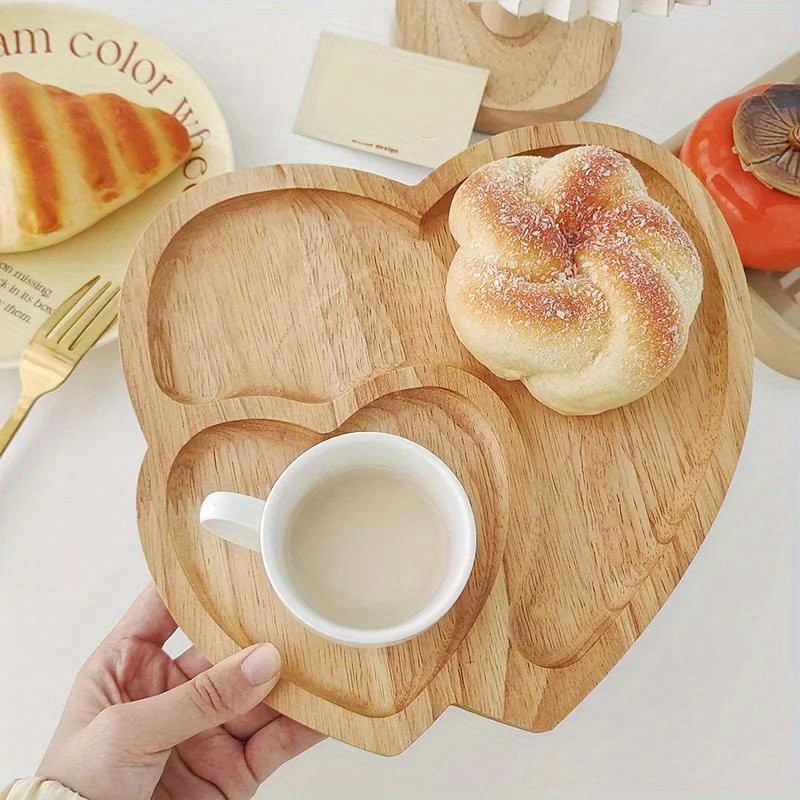 Dry Food Snacks - 1PC Wood Double Heart Shape Snack