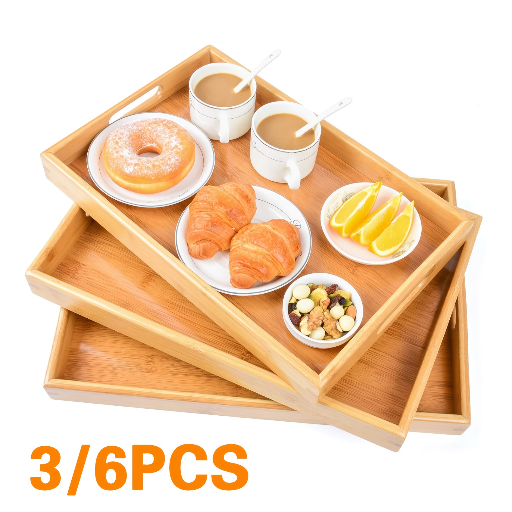 Dry Food Snacks - Bamboo Serving Tray Kitchen Food Tray