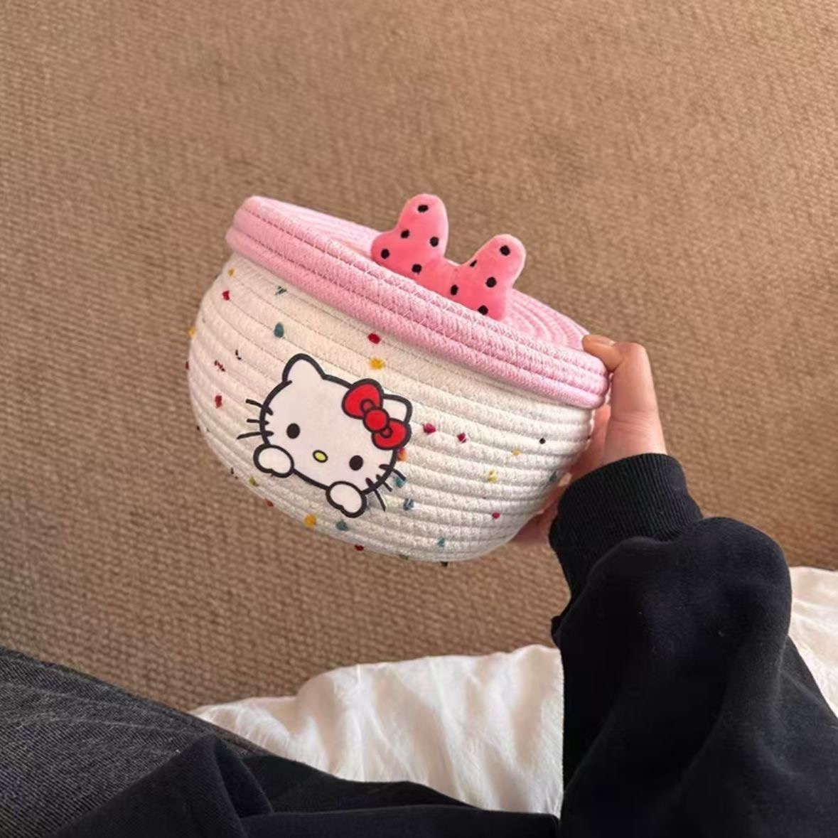 Dry Food Snacks - Cute Hello Kitty Cotton Hand-woven Storage