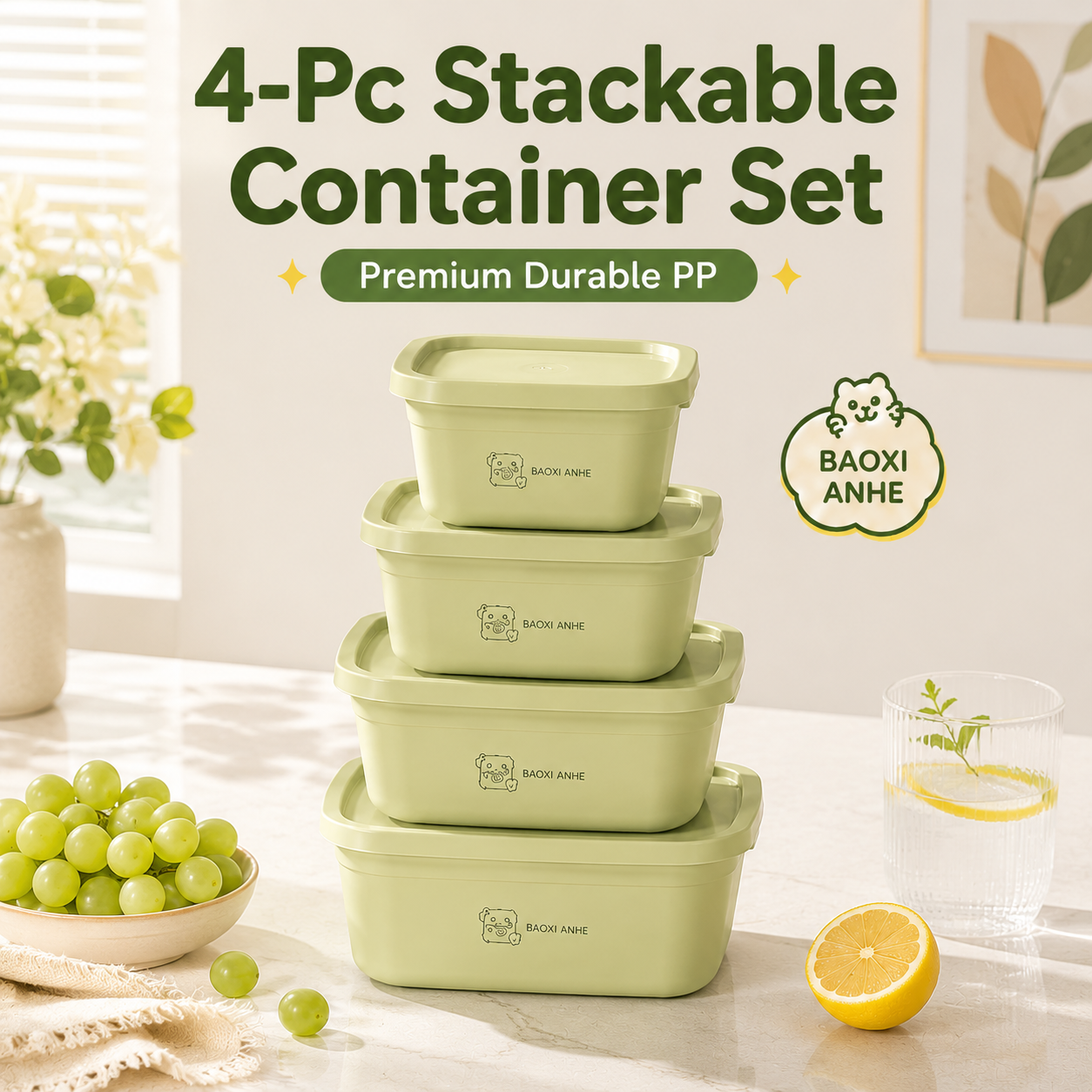 Food Snacks Box - 4Pcs Stackable Food Storage Containers with