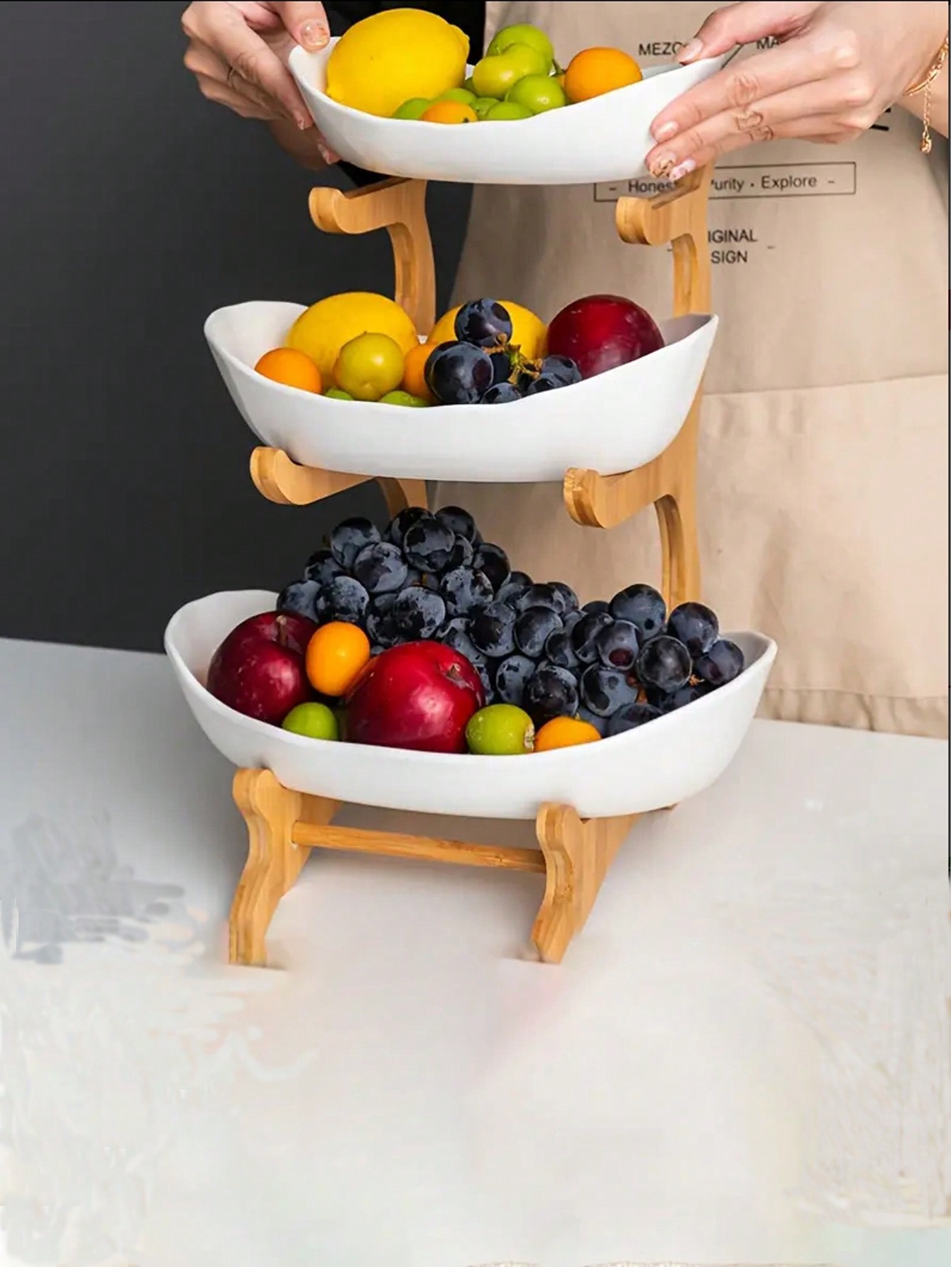 Luxury 3-Tier Wooden Fruit Bas – обзор и цена Snacks Food Gift Baskets