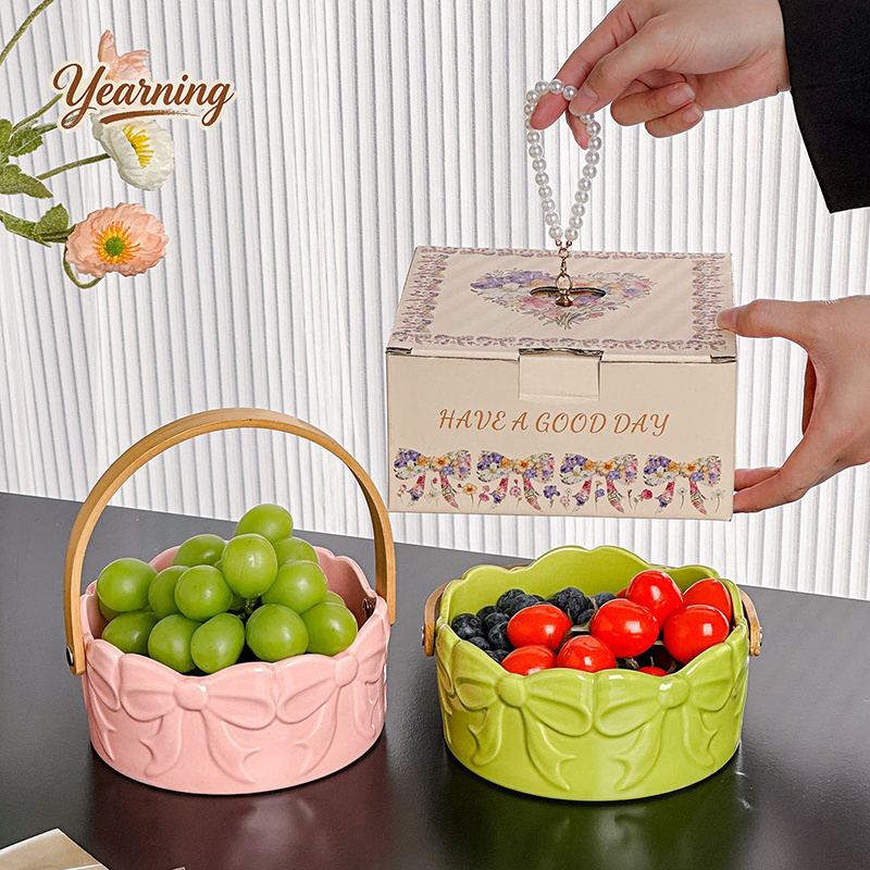 High End Bow Handle Ceramic Fr – обзор и цена Snacks Food Gift Baskets