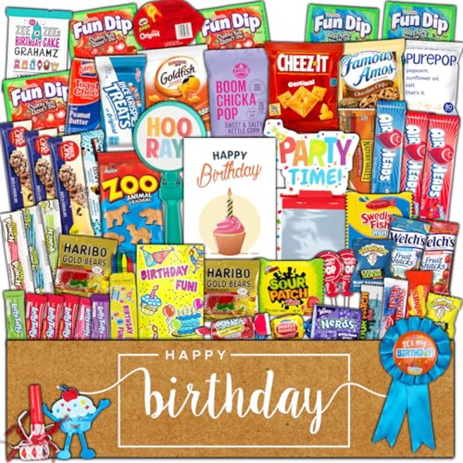 Birthday Party Care Package 50 – обзор и цена Snacks Food Gift Baskets